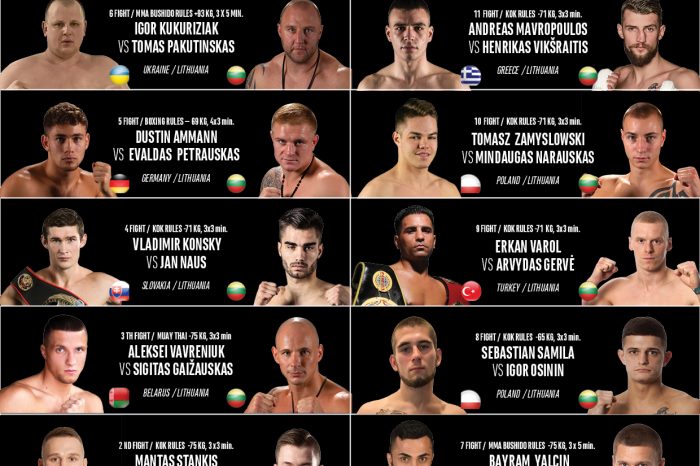 KOK Hero’s Series and KOK World GP in Lithuania- OFFICIAL FIGHT CARD !