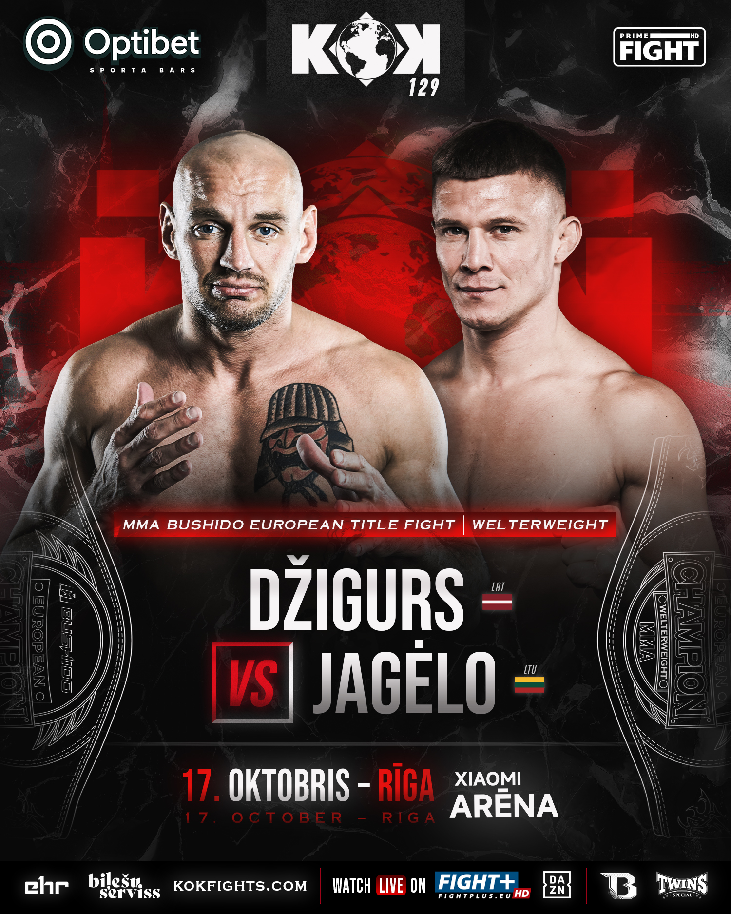 Legendary MMA BUSHIDO Title Fight in Riga: Ragners Dzigurs vs. Vitold Jagelo